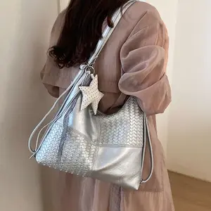 Woven HOBO Tote Bag for Women, High-capacity Crossbody Shoulder Purse, Versatile Commuter & Beach Everyday Handbag