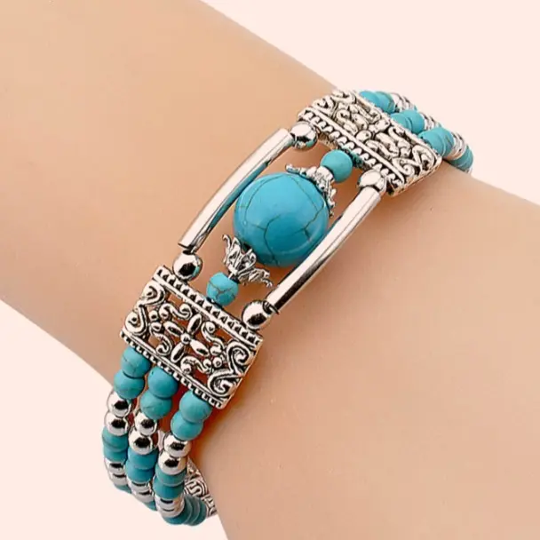 Turquoise Decor Bracelet, A Classic Bohemian Bracelet Made Of Turquoise