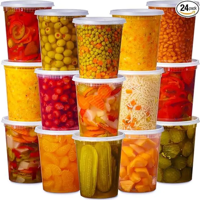 Deli Airtight Food Storage Containers Set with Lids, 15pcs BPA Free Kitchen Plastic Lightweight Reusable Stackable Sturdy Round