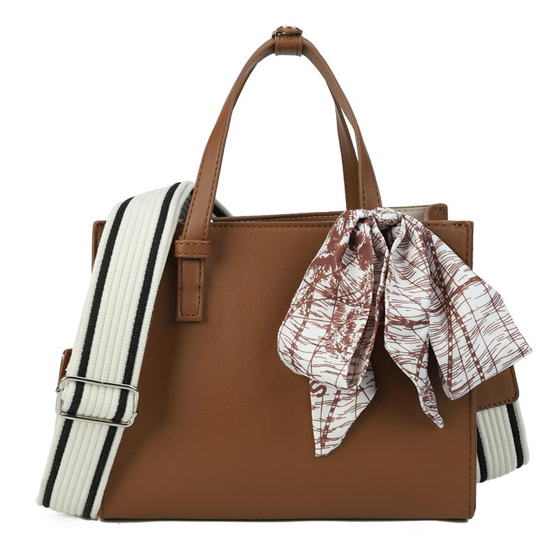 Fashionable Braided PU Leather Shoulder Straps Square Body Tote Bag for Hand Carrying or Cross Body All Occasions Brown Classic & Timeless Design