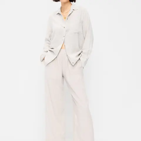 Old Navy Women's High-Waisted Linen-Blend Straight Ankle Pants