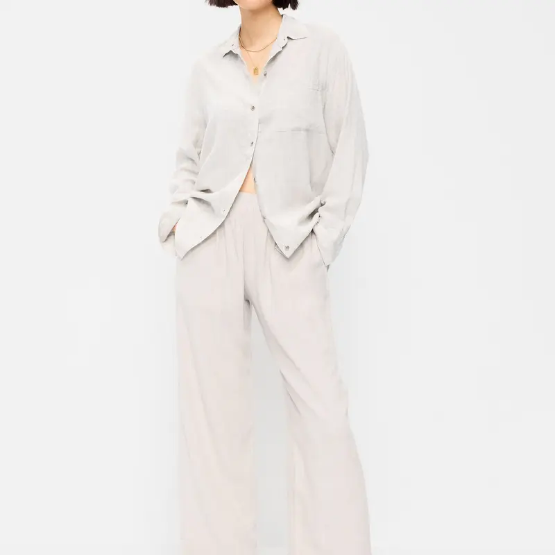 Old Navy Women's High-Waisted Linen-Blend Straight Ankle Pants
