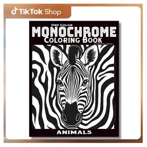 One Color Monochrome Coloring Book with Black Pen & Marker: Minimalist Animal, Mindful Designs, Simple Still and Slow Art for Focus, Relaxation, Black ... for Adults and Teens (Monochrome Moments) --  Angelica Cobbett - Paperback