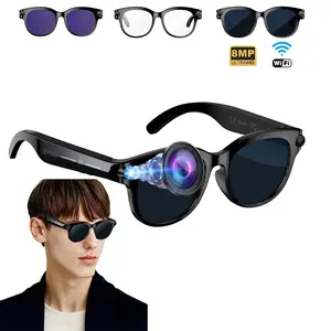 Men’s AI Glasses ,8MP Anti-Shake Camera , Hands-free Video Recording Smart Glasses,40G Lightweight ,290Mah Battery ,AI Translation, Voice Assistant, Bluetooth Calling ,Music Control 3 Lenses (Transparent Lenses + Black Lenses+Purple Lenses)