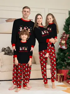 Christmas Family Pajamas Set 2 Pieces Soft Comfortable Long Sleeve, Skin-Friendly Holiday Print Homewear for Kids & Adults