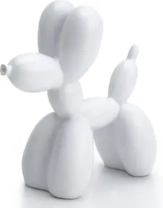 White Balloon Dog Statue Decor, 4 inch Small Knick Knacks Balloon Dog Animal for Desk Shelf Decor