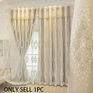 High-End European Style Embroidered Curtains, Thickened Light Blocking Bedroom Balcony Drapes, Two-Layer Finished Curtain Panels