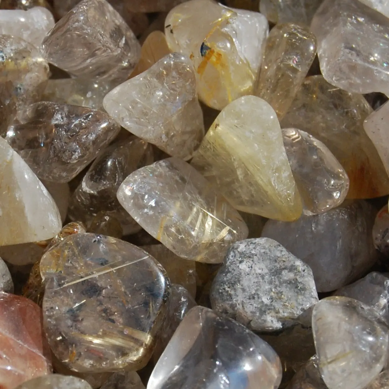 10pcs Golden Rutile Quartz Crystal Tumbled Stones, Extra Small Gold Rutilated Quartz Crystal Set