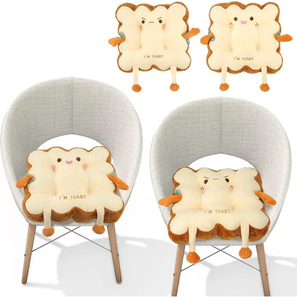 Toast Seat Cushion, Bread-Shaped Pillow, Toast Seat Pad, Bread Plush Seat Cushion, Cute Office Chair Cushion, Car Accessories, Food-Themed Pillow, Birthday and Christmas Gifts, Suitable for Sofas and Bedrooms
