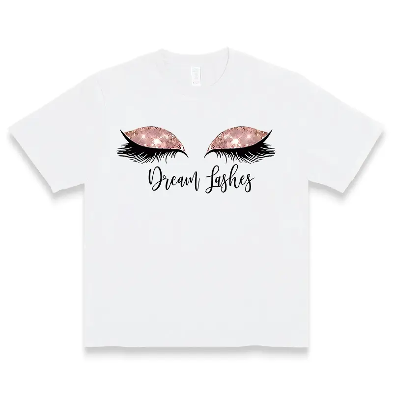 Dream Lashes T-shirt Sparkling Eyelash Graphic Design Fashion Tee for Beauty Lovers Trendy Casual Apparel