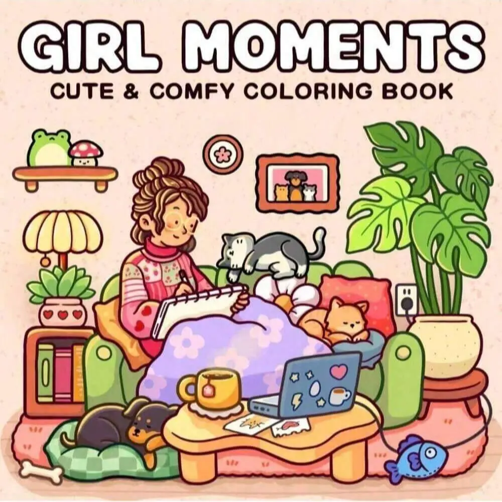 Hand drawn must-have 1pc Girl Moments fun coloring book For Adults And Kids, Coloring Book For Stress Relief, Relaxation, Enjoyment, Bold And Easy, Simple And Big Designs For Relaxat, Christmas gift