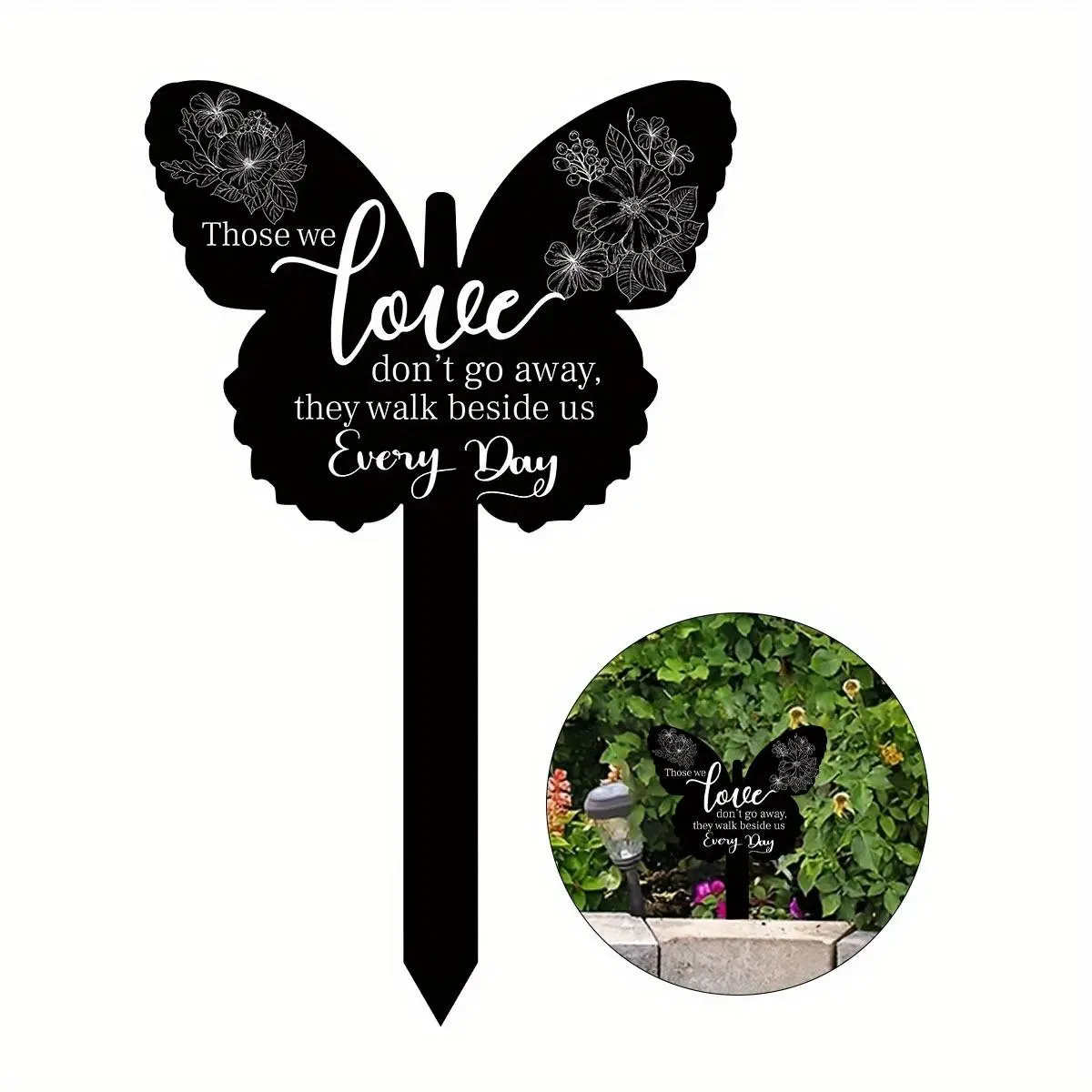 Butterfly Shaped Acrylic Grave Marker, 1 Count Commemorative Garden Stake, Sympathy Cemetery Stake, Outdoor Courtyard Cemetery Decoration