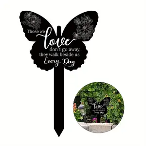 Butterfly Shaped Acrylic Grave Marker, 1 Count Commemorative Garden Stake, Sympathy Cemetery Stake, Outdoor Courtyard Cemetery Decoration