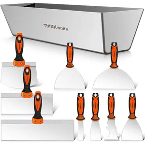 Knife Set, 10Pcs Include Stainless Knife Set, Taping, Painter Scraper, 14" Mud Pan and Scoop, Spackle Tool Kit for Joint Taping, Finishing, Patching