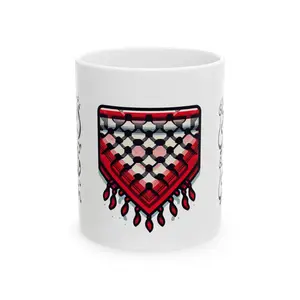 Palestine Keffiyeh Mug, Support Gaza Coffee Cup, Palestinian Pride Ceramic Mug 11oz
