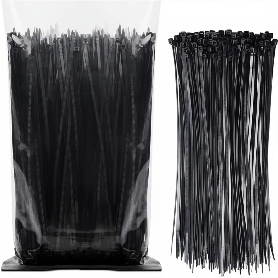 Zip Ties 8 inch (100 Pack), 40lbs Tensile Strength, Black Cable Ties, Wire Ties for indoor and outdoor use
