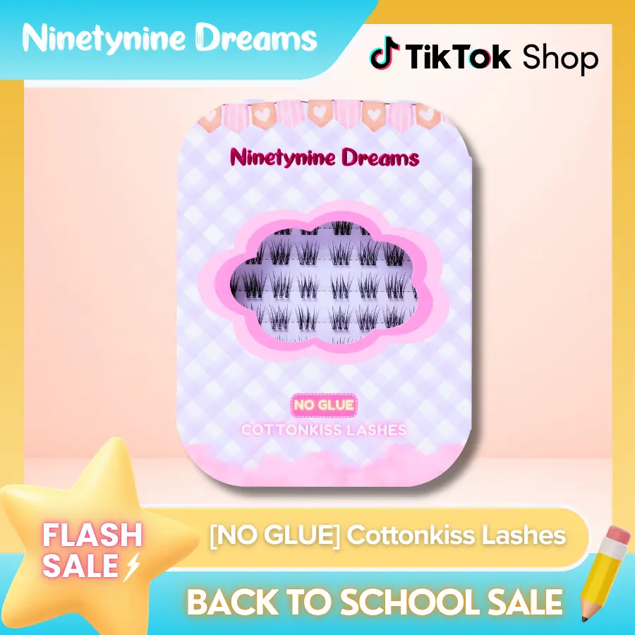 Ninetynine Dreams [NO GLUE] Cottonkiss Self-Adhesive Lashes | 9-13mm C Curl No Glue Required Press-On Lash Clusters - Fluffy Lightweight Wispy Natural Manhua Beginner-Friendly Daily Reusable Eyelashes with Ultra-Thin Self-Stick Jelly Adhesive Band