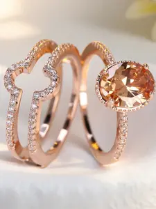 Geometric  Luxury  Band Ring  Synthetic Zirconia Inlay Luxury Exquisite Elegant Retro Mysterious Fashion Stackable Design Engagement Ring Daily Wear Jewelry Accessory for All Seasons for Women & Girls