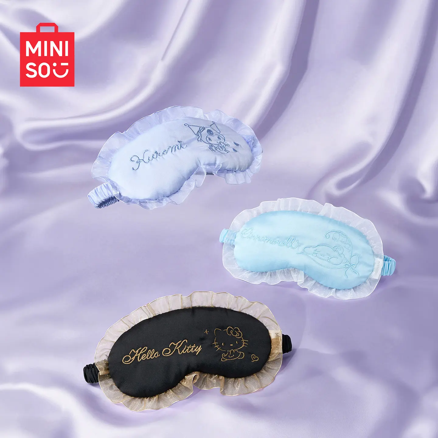 MINISO SR Family Series Embroidered Sleep Mask, 2026 New Arrival, Soft Comfortable, Excellent Light-Blocking, Ideal for Night Sleep & Noon Nap, Cute Daily Accessory, Nice Gift for SR Fans, Sleep Masks