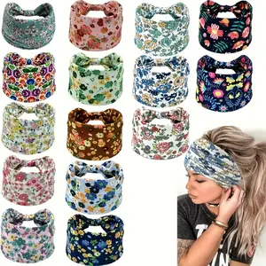Women's Fashion Spring/Summer New Printed Wide Edge Headband Running Sports Accessories 15 Piece Set