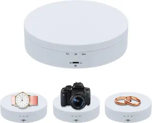 360 Degree Rotating Display Stand, 5.4 Inches Electric Rotating Turntable with Low Noise for Jewelry/Photography Products/Watch/Cup and ect - The Load-Bearing Capacity is About 3kg(White)