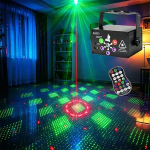 Portable party Laser Light ,Disco Party Light DJ Laser Projector Light RGB Disco Light Red and Green Pattern Light Strobe Light for Home Room Dance Party Birthday Karaoke Halloween Christmas Wedding Show Club Decoration Laser Projector Adjustable Rgb