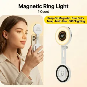 1 Count Magnetic Adjustable LED Fill Light , Extendable Portable Light offering soft even LED illumination