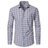 ZEROYAA Men's Classic Slim-Fit Checked Plaid Gingham Long Sleeve Dress Top - Lightweight Fabric, Button-Front, Formal-Casual, Party & Wedding Wear,sohochic