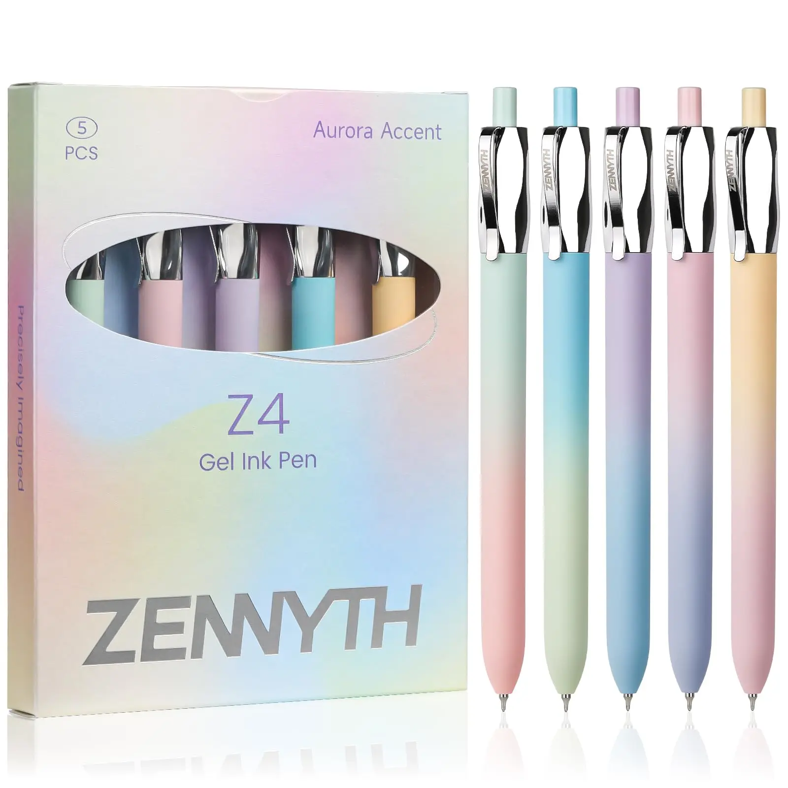 Premium Gel Pens, 5-Pack Retractable 0.5mm Black Ink Pens, Luxury Aesthetic Fluid Design, Smooth Quick-Dry Writing Pens for Journaling, Note-Taking, Office, School Supplies (Z4 5PCS Pearlescent)