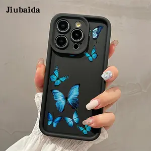 Phone Case: Blue Fluorescent Butterfly: Suitable for iPhone 17 E Air Pro ProMax iPhone16 15 14 Plus 13 12 Mini 11 X XS XR Case Protective