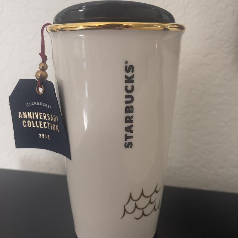 Starbucks 2015 Anniversary Crown Siren Ceramic Double Wall Traveller Tumbler