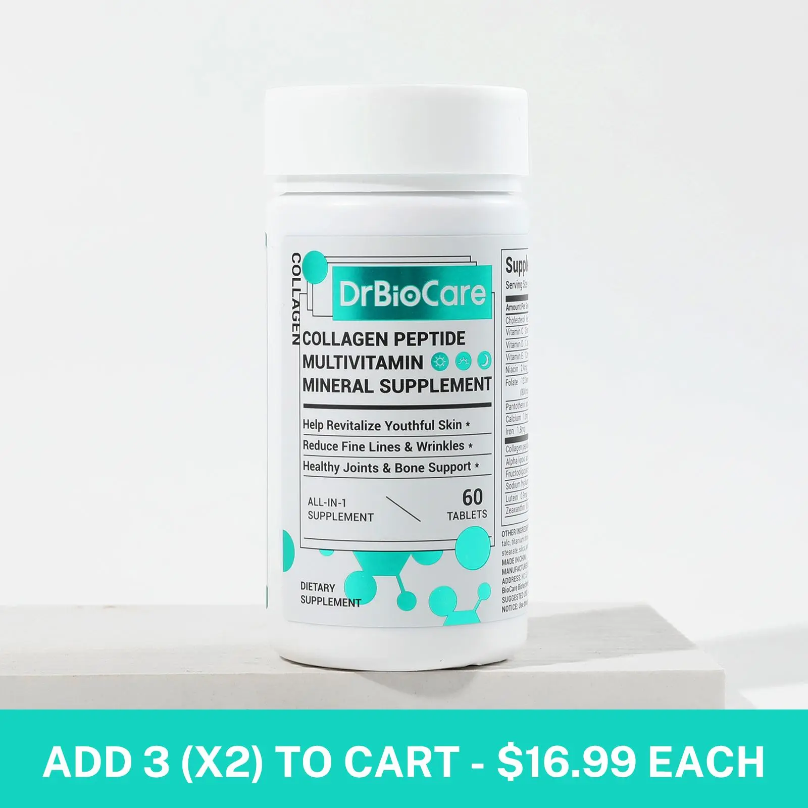 DrBioCare Collagen, Vitamin & Mineral Supplement, Multivitamin with Vitamin D3, Vitamin C, Vitamin E, Probiotics & Vitamin B, Healthcare Dietary Collagen