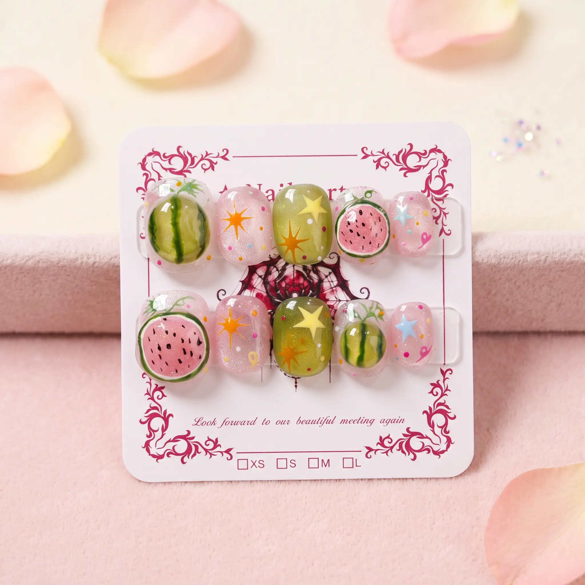 Nails Haven-10 Pcs Handmade Press On Nails, Cute Acrylic Nails, High Quality, Reusable Fake Nails