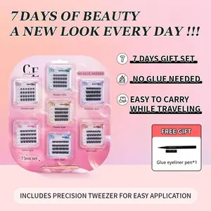No Glue Needed Lashes Weekly Collection Gift Set- Includes FREE Glue eyeliner pen-7 Unique Styles-for Natural to Glamorous Looks - Makeup, Eyelashes