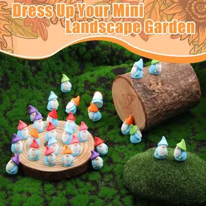 30Pcs Mini Resin Gnomes, 6 Colors Tiny Gnomes to Hide Miniature Dwarf Figurines