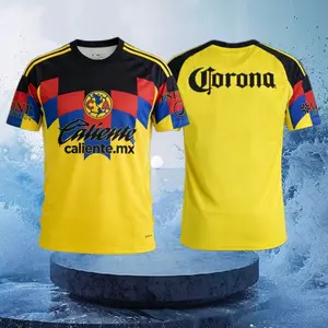 25 26 Mexico LIGA MX Club America Home Yellow Short Sleeve Soccer Jersey Fans Version Breathable