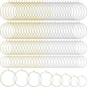 120 count  Earring Beading Hoops, Mix Sizes Round Hoop Earrings Findings, Open Earring Wire Ring Accessories for  Making-  &