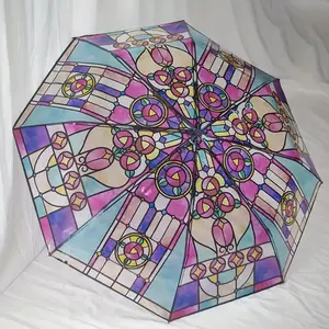 Retro Transparent Creative Dual-Purpose Handcrafted Folding Umbrella, Romantic Poetic Design for Rain and Shine, Unique Gift for Fashion Lovers, Rainy Season