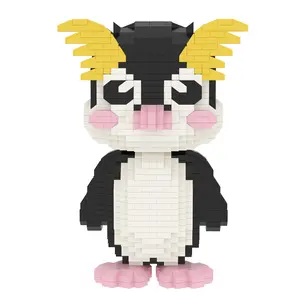 Larcele Animal Series Micro Building Blocks Animal Set, DIY Mini 3D Building Toy Bricks Kit,1094 Pieces KLJM-07 (Rockhopper Penguin) small building building block