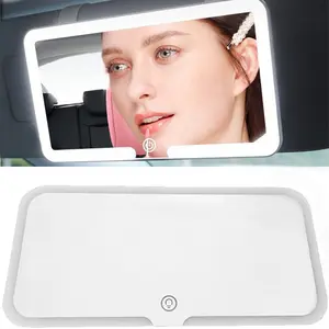 Car LED Makeup Mirror with Sun Visor, 3-Color Stepless Dimming Vanity Mirror for Beauty and Touch-up
