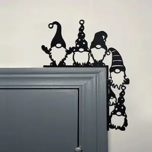 Classic Iron Santa Door Corner Decoration, Decorative Ornament, Easy to Install, No Power Needed, Perfect for Christmas & Thanksgiving Decorations