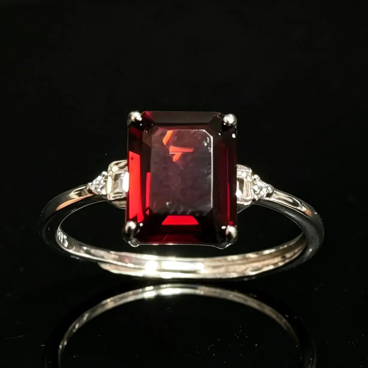 Natural Garnet 925 Silver Adjustable Ring | Valentines Gift , Gift for Wedding/Birthday/Mother'sDay/Christmas