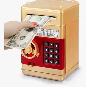 Gold and Red Piggy Bank Cash Coin Can ATM Coin Money Bank for Kids Ages 3-12, Mini ATM Toy for Savings and Gifts - Decor, Ornaments