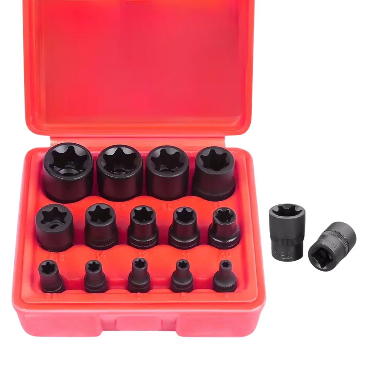 14-Piece E-TORX Socket Set – Premium Female Torx Socket Set, Ultimate Star-Shaped Socket Set, Torque Socket Set, External Torx Socket Set