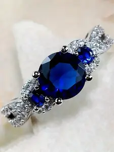 Fashion Rhinestone Decorated Ring, Elegant Artificial Zirconia Embellished Ring for Women, Fashion Luxury Accessories for Banquet & Wedding Party, Elegant Casual Ring