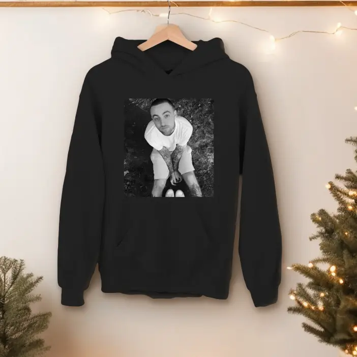 The G.O.A.T Mac Miller Hoodie Black Cotton Slim-fitting Crew Neck Casual