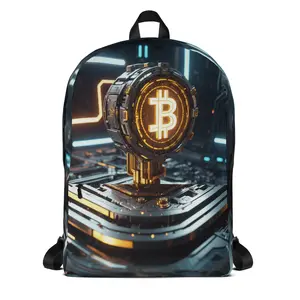 Futuristic Bitcoin Microchip BTC Symbol Backpack Bag