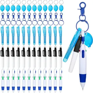 60 count Mini Pens for  Pen Badge Clip with Mini Highlighter Retractable Neon Nurse Pen LED  Clip Flashlight Key Ring  Ballpoint Pen for Nurse  Accessories (Blue,)