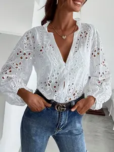 Spring Summer Cross-Border Women's Top Button Autumn Shirt, Casual Fashion Blouse for Daily Wear, Comfortable & Stylish