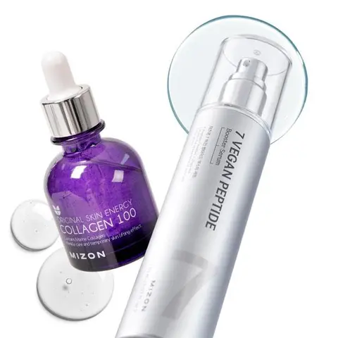 Mizon Korean Collagen Booster Set - 5.07oz Anti-Aging Face Serums & Essences with Collagen Bio-Peptides, Daily Serum, Salicylic Acid for Skin Repair, Vegan Collagen Serums & Essences
